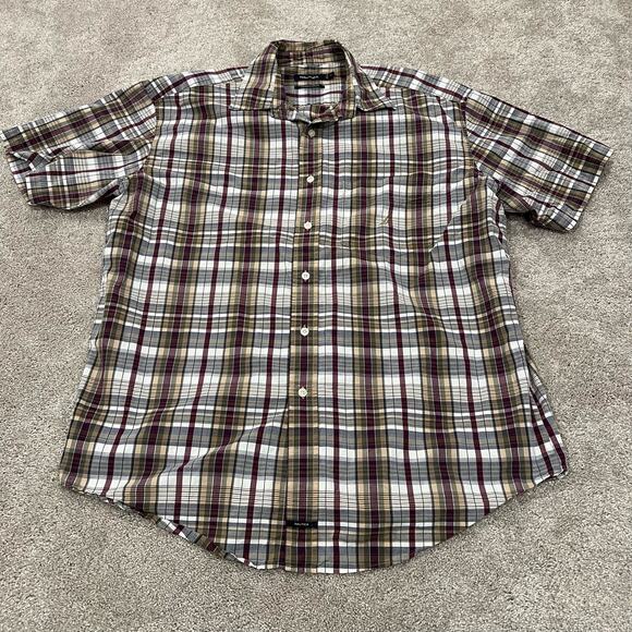 Nautica Men's‎ Short Sleeve Button Down Sanded Poplin Red Blue Green Plaid Sz XL - Picture 5 of 5